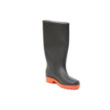 PVC Rain Boots (Black upper / Orange Sole).